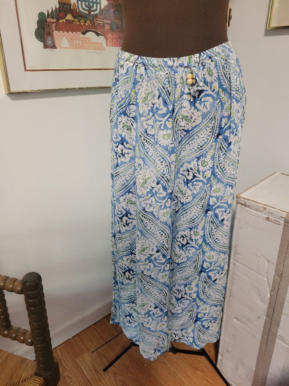 Christian Siriano Blue Patterned Beach Wear pants